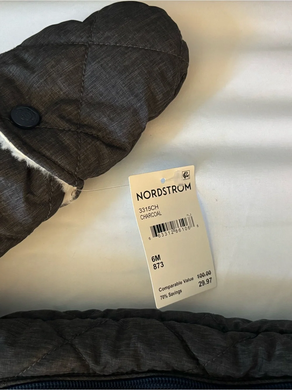 Nordstrom Brown Quilted Hooded Baby Puffer with Faux-Fur Trim